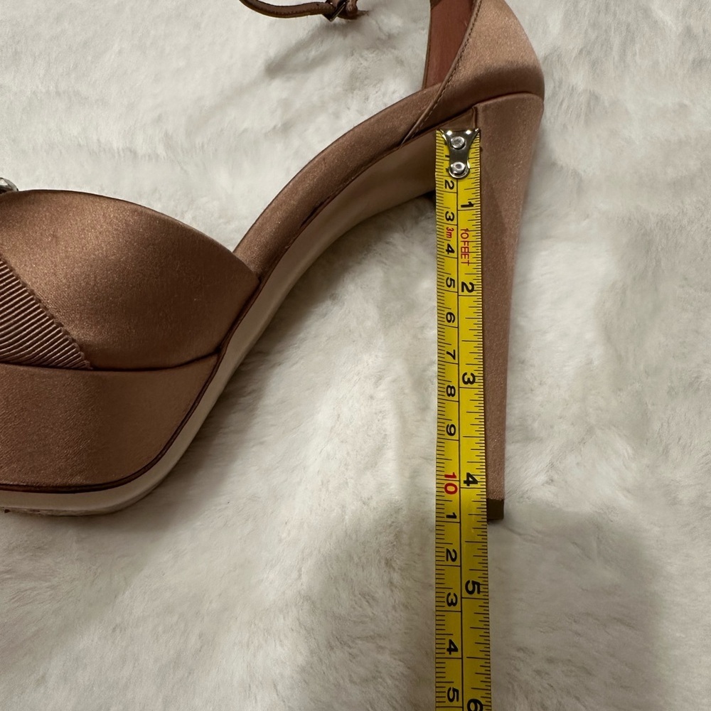 Miu Miu Tan-nude dusty pink Satin Heels with Crystal Accents-brand new - Picture 12 of 13